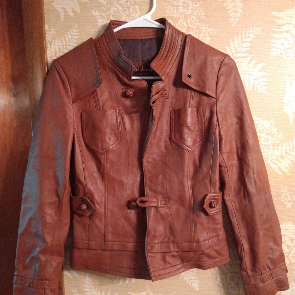 Rosleen brown faux leather jacket